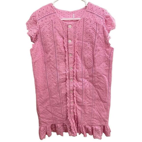 Cartolina Nantucket Dresses & Skirts - Cartolina Nantucket Dress Womens No Sz Eyelet Bubble Gum Pink Hamptons Yachtcore